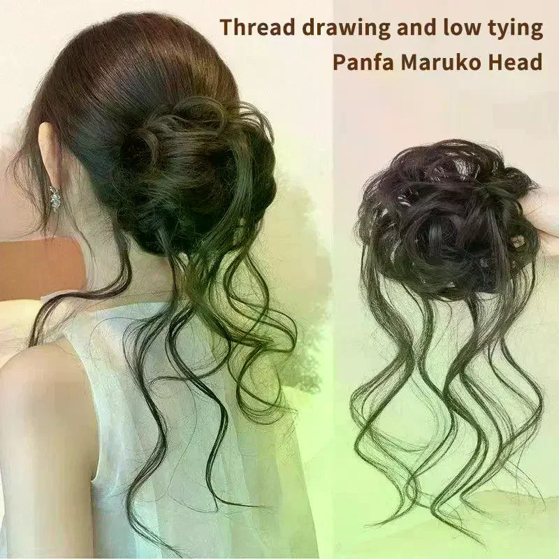 Wispy Dragon Bun Hair Extension – Messy Curly Clip-On Updo Clip-On Hair Extension Oasis Select