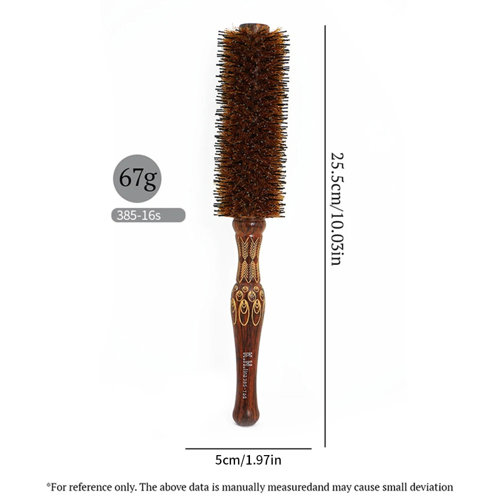 Wooden Round Hair Brush – Anti-Static Boar Bristle Styling Tool Round Hair Brush Oasis Select 385-16S