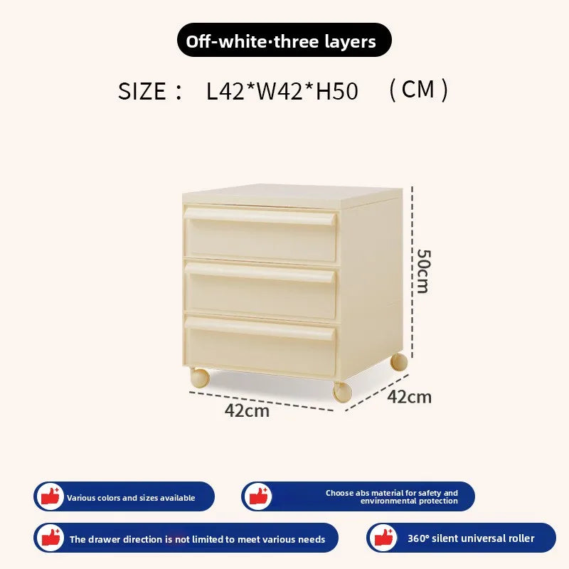 Removable panda cabinet medieval bedside table ins plastic multi-layer storage cabinet bedroom simple locker Oasis Select Off-white 3 layers