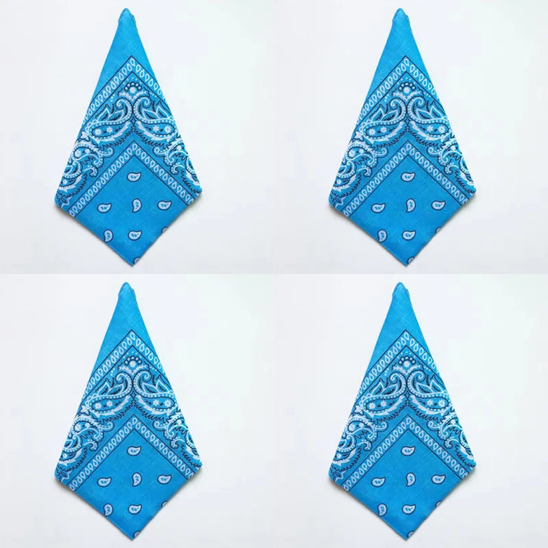 1/4pcs Men Women Bandana Hairband Cowboy Mens Biker Sports Headwear Wrist Hairwrap Single Sided Head Wrap Scarf Paisley Oasis Select 4pcs Blue