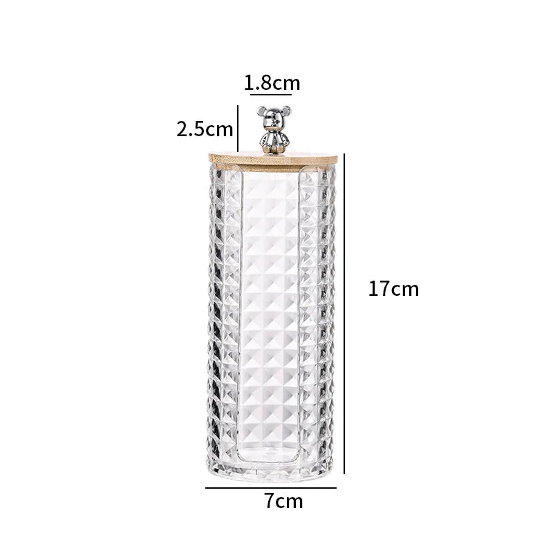 Acrylic storage box, home desktop bear-shaped storage container, premium portable transparent desktop organiser Oasis Select silver D