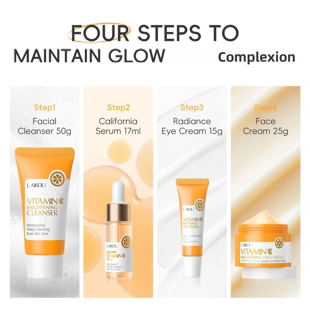 Anti Aging Vitamin C Brightening Skin Care Kit Hydrating Serum Moisturizer Eye Cream Face Treatment Cleanser Oasis Select