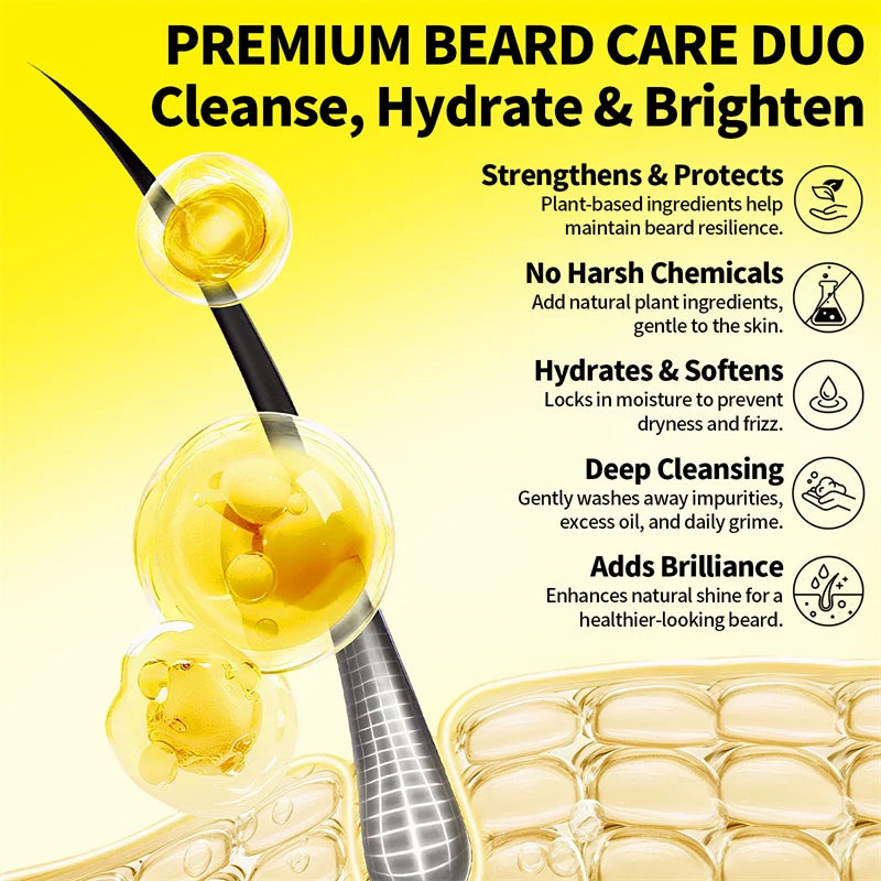 Beard Growth Shampoo Natural Beard Care Set for Men Beard Hair Enhancer Styling Moisturizing Beard Conditioner Beard Care Kit Oasis Select