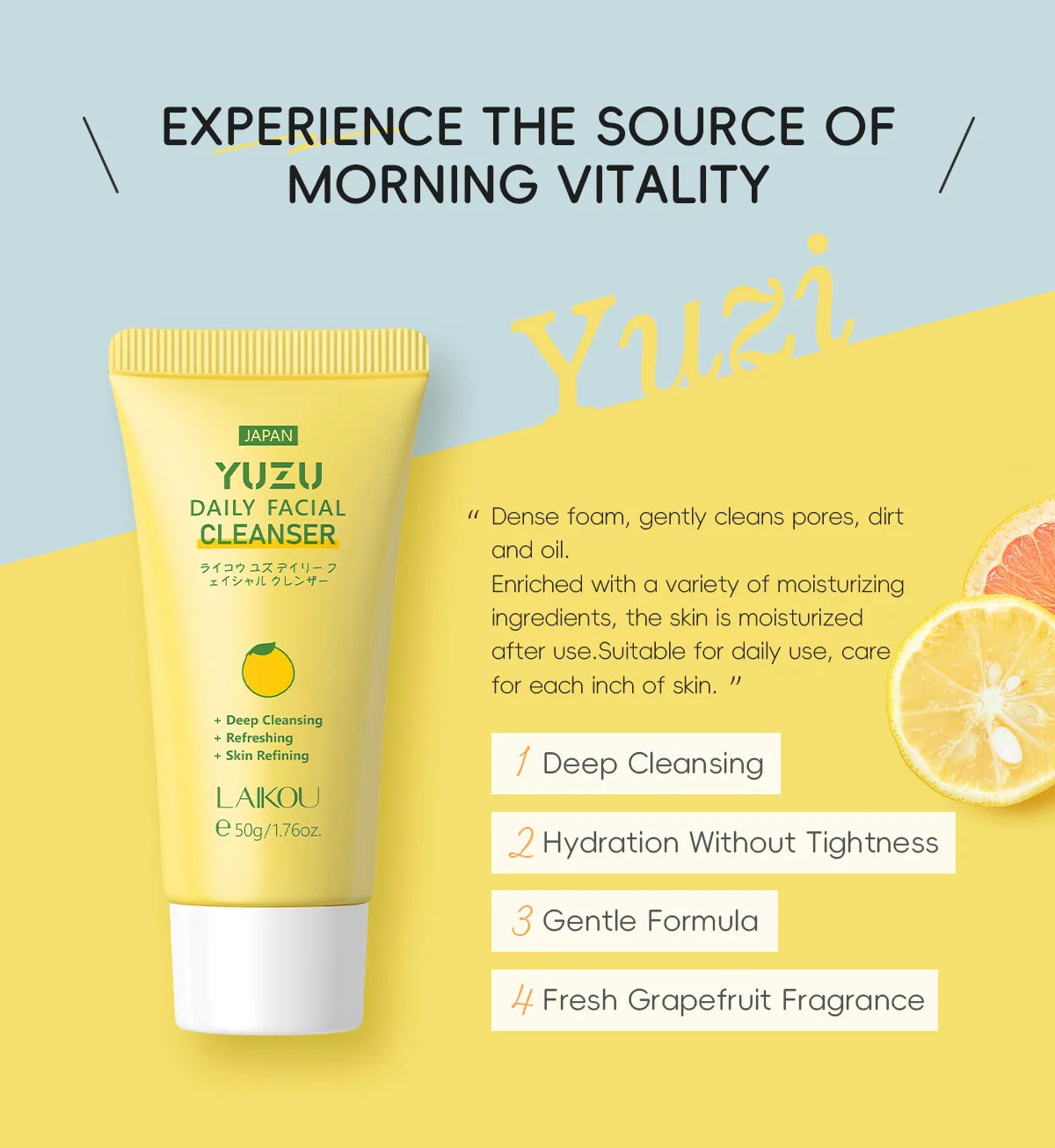 Laikou Whitening Facial Cleanser Foam Moisturizing Deep Remove Cleansing Acne Milk Oil Control Exfoliating Shrink Pores 50g Oasis Select