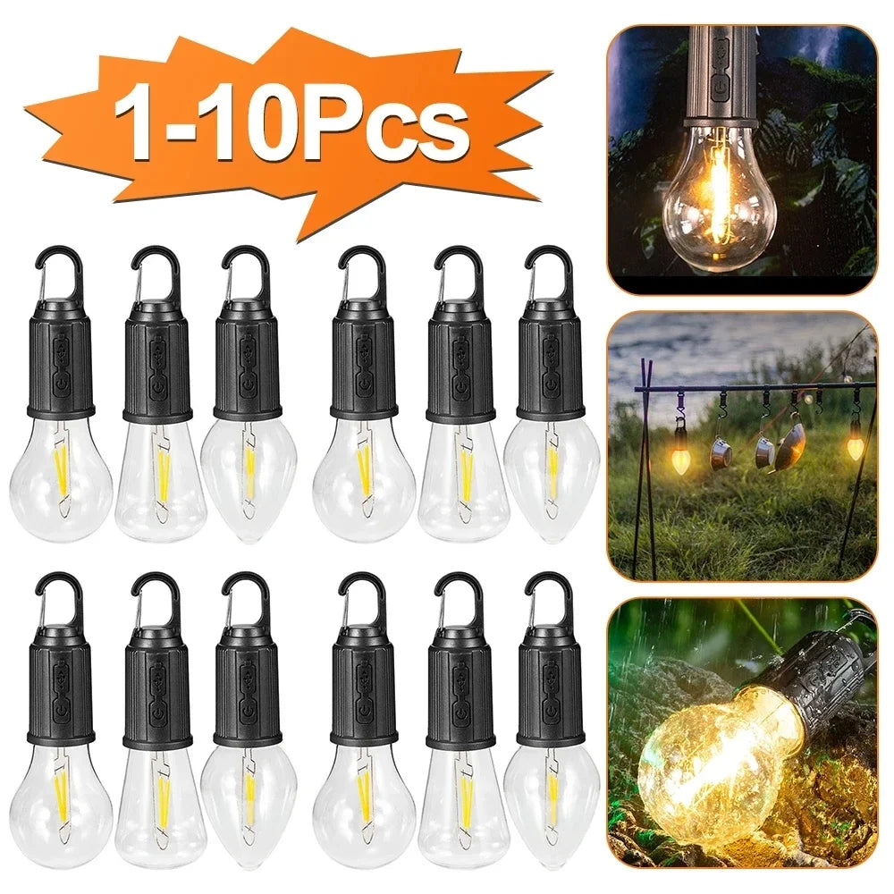 Portable LED Camping Light Type-C Charging Warm Light Camping Lamp with Hook Waterproof Lighting Lantern for Hiking Fishing Oasis Select
