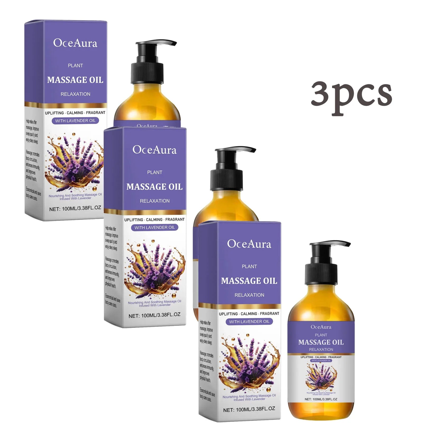Lavender Essential Oil Relief Stress Improve Sleep Spa Moisturizing Comfortable Calming Nourishing Body Relaxing Massage Essence Oasis Select 300ml Boxed Other