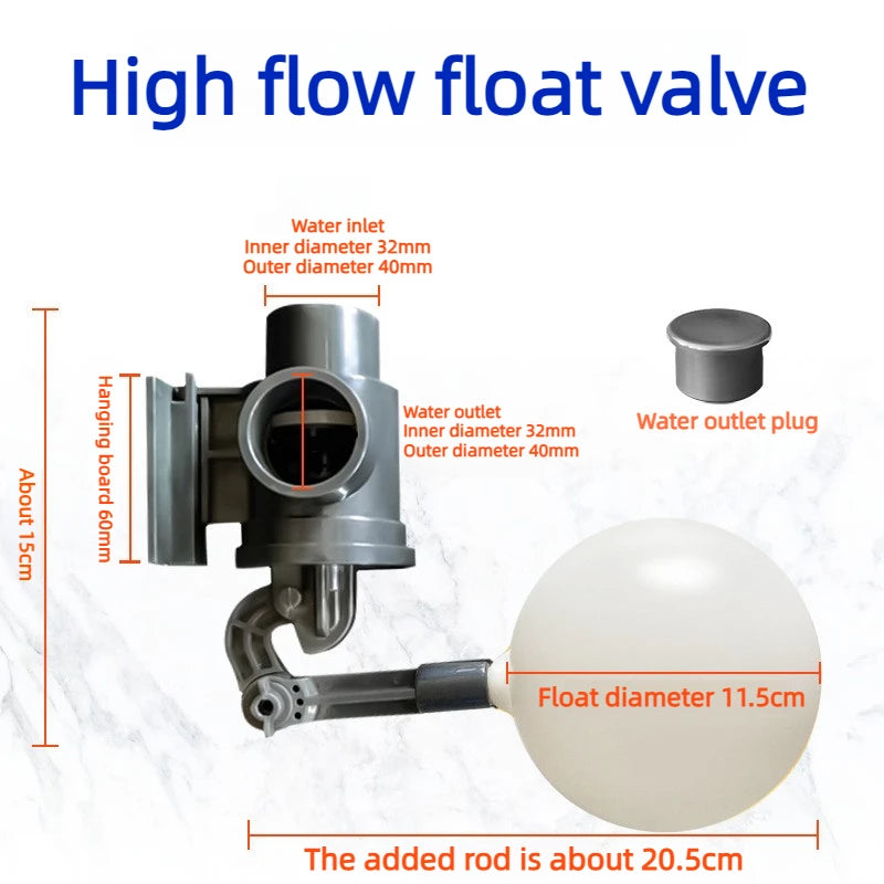 Automatic Float Valve for Water Tank Shut Off Supply ABS Material Control Adjustable Water Level for Pool Pond Fish Tank Water Oasis Select Float valve
