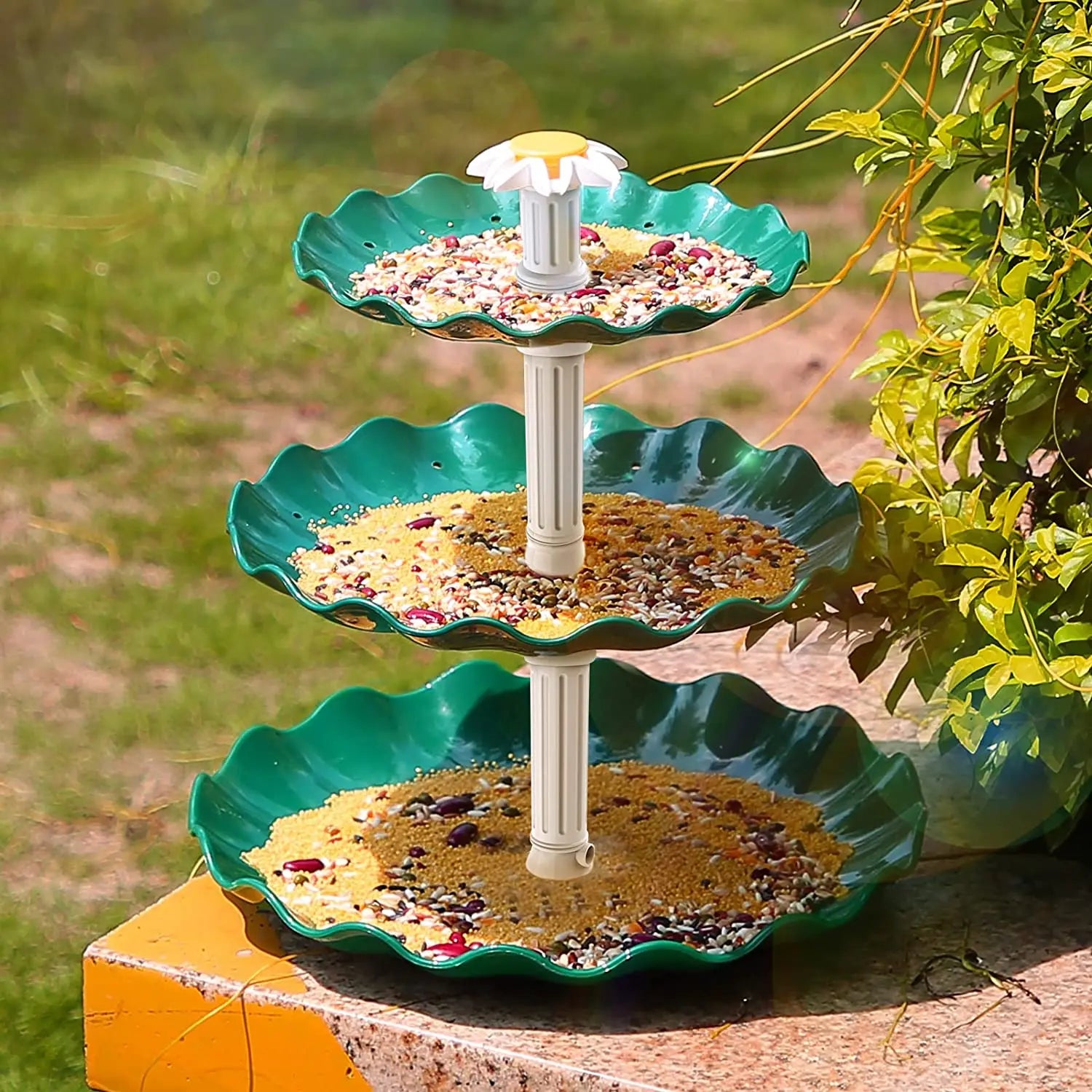 3 Tiered Bird Bath with 3W Solar Pump, DIY Solar Fountain Detachable and Suitable for Bird Bath, Garden Decoration Oasis Select