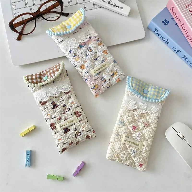 1pcs Cute Cartoon Glasses Case Soft Crush Proof Sunglasses Pouch Portable Eyewear Storage Bag for Girls Daily Use Oasis Select