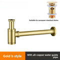 Brass Modern Round Bottle P trap 1 1/4, Sink Drain Pipe P trap Kit Antique with Pop up Drain Oasis Select B