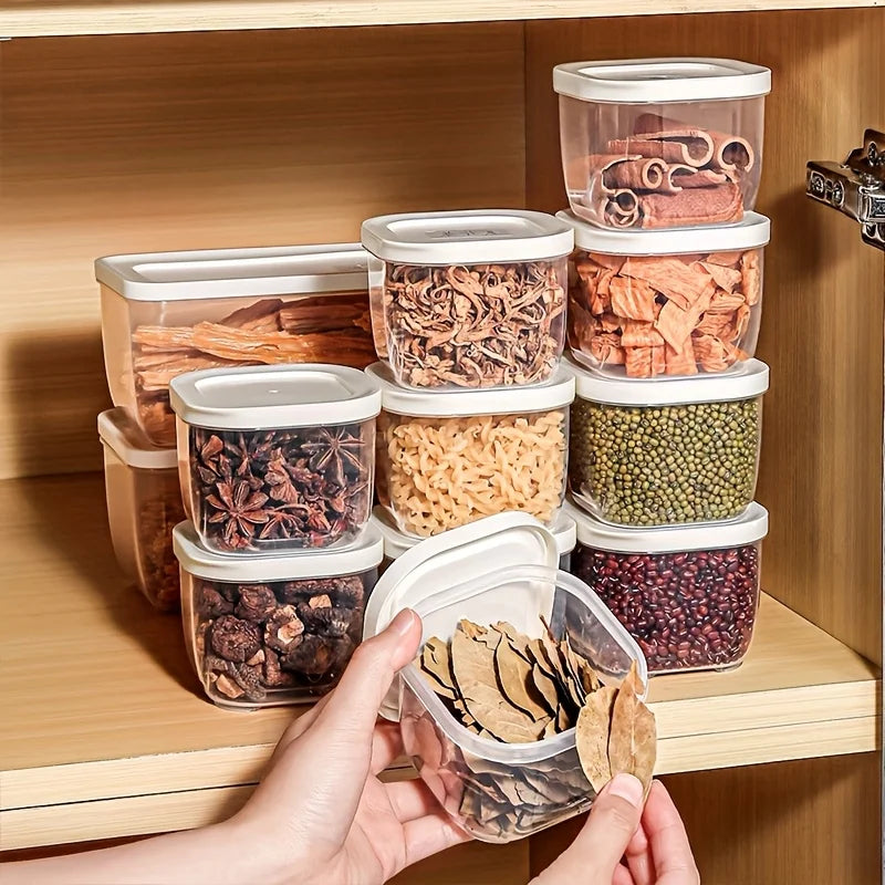 Reusable Small Freezer Storage Containers Stackable Airtight Spice Jars Food Sealing Boxes Kitchen Fridge Organizer and Pantry Oasis Select