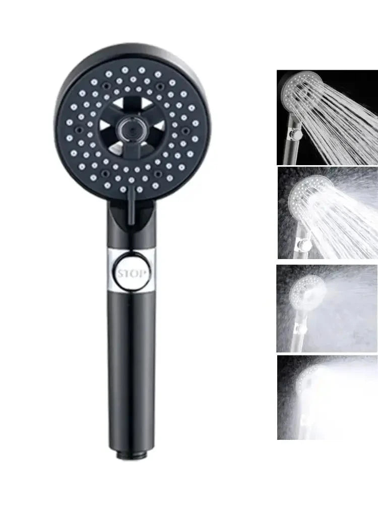 New High Pressure Shower Head 5 Modes Adjustable Showerhead Water Saving One-Key Stop Spray Nozzle Hose Bathroom Accessories Set Oasis Select