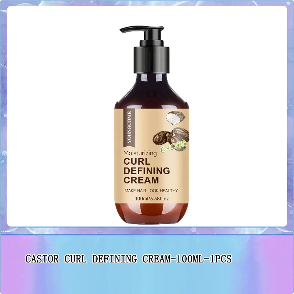 Castor Oil Curl Activator Cream - Defined Coily/Wavy Hair, Humidity Resistance, Non-Greasy Formula, Safe for Color-Treated Hair Oasis Select 100ML-1PCS