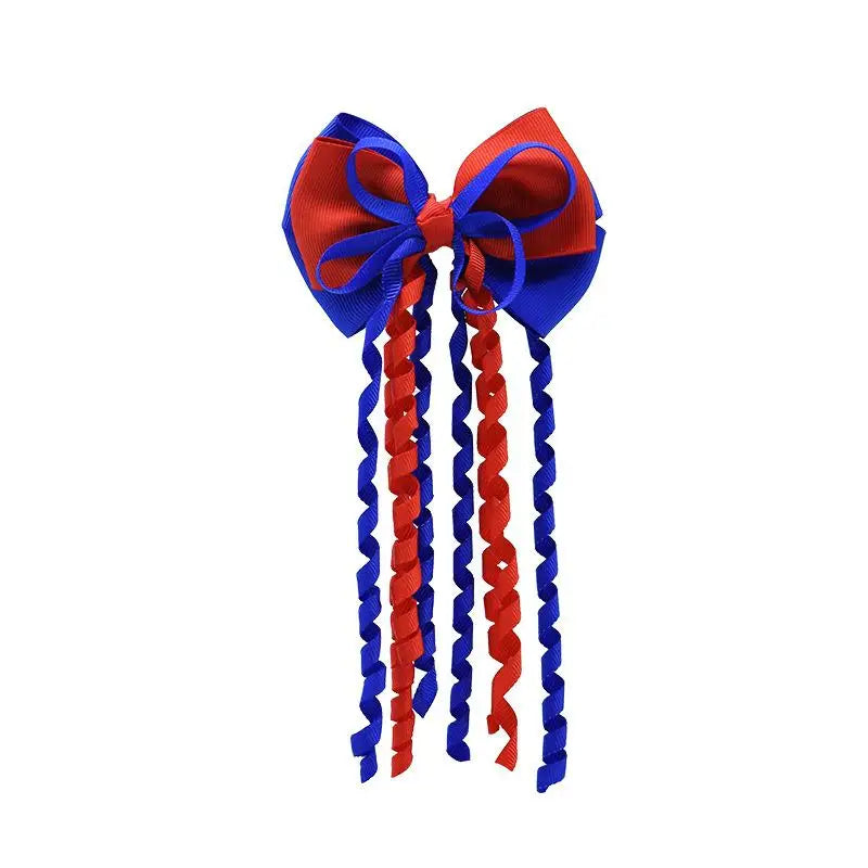 Festival Bow Hair Clips – Curly Ribbon Tassel Hairpins for Girls Hair Bow Clip Oasis Select A14