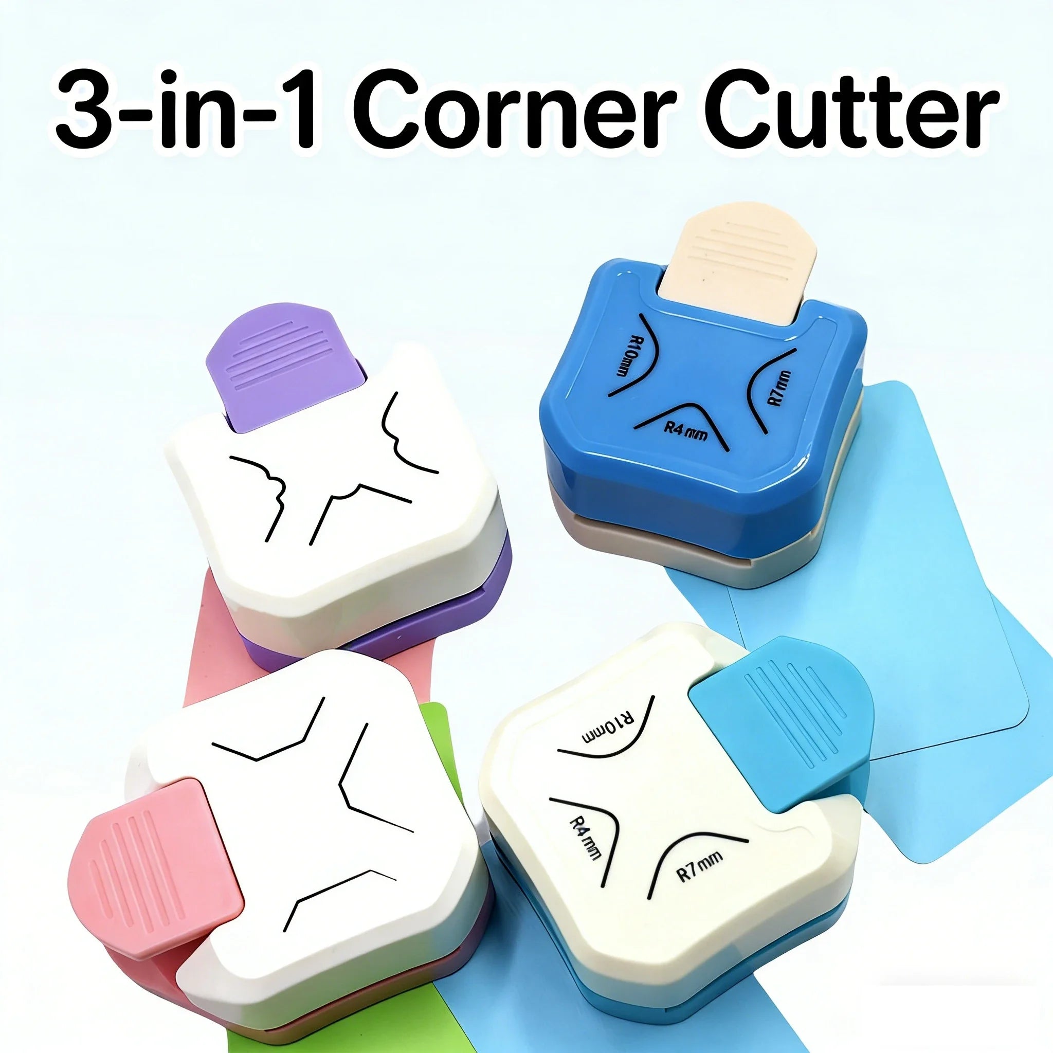 3 Way Corner Rounder Punch, 4mm, 7mm, 10mm 3 in 1 Corner Cutter for Card Making, Laminate, Cardstock, Scrapbooking Oasis Select