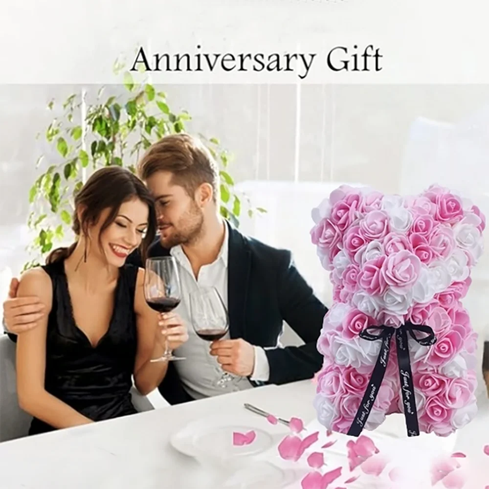 1Pc Artificial Rose Bear, Artificial Rose Bear Birthday, Valentine's Day, Wedding, Mother's Day and Anniversary Gifts Oasis Select