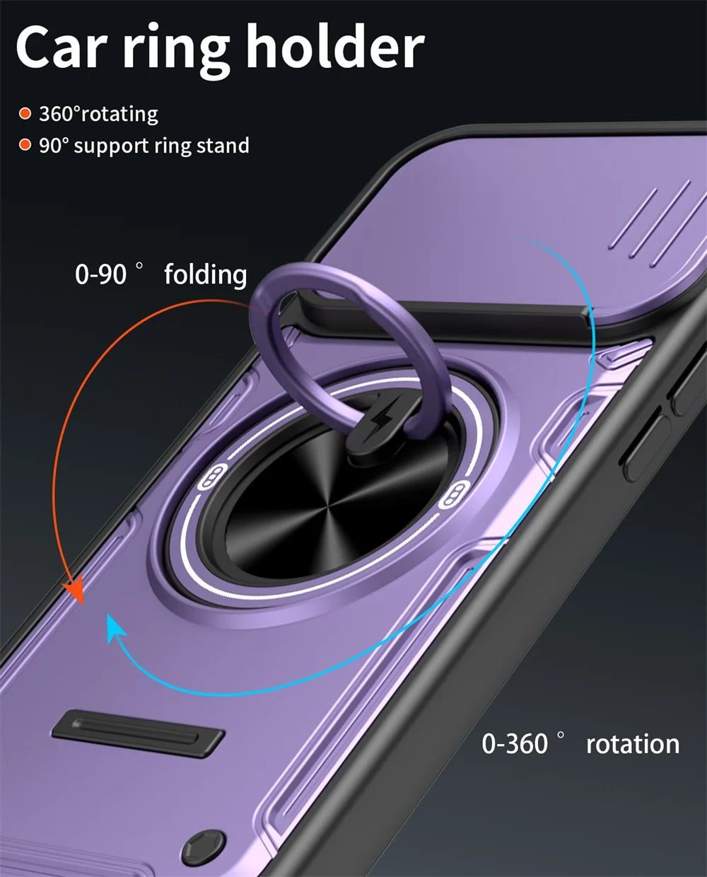 Drop-proof Case For IPhone 17/16 Pro/17 Pro Max Sliding Camera Lens Protector Magnetic Suction Car Ring Holder Hybrid Cover Oasis Select