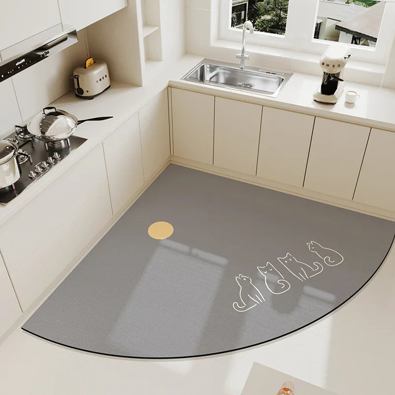 New Corner Super Absorbent Kitchen Floor Mat Diatom Mud Pad Bath Pad Anti-Slip Carpet Wipeable Wash Long Strip Carpet Oasis Select J 70X70cm