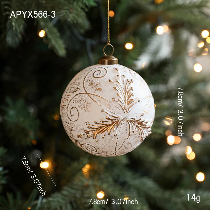 White Gold Matte Christmas Ball Ornament | Snowflake Pendant