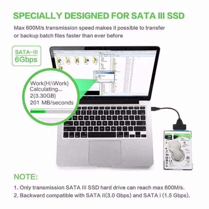 SATA to USB 3.0 Cable Up to 6 Gbps for 2.5 Inch External HDD SSD Hard Drive SATA 3 22 Pin Adapter USB 3.0 to Sata III Cord Oasis Select