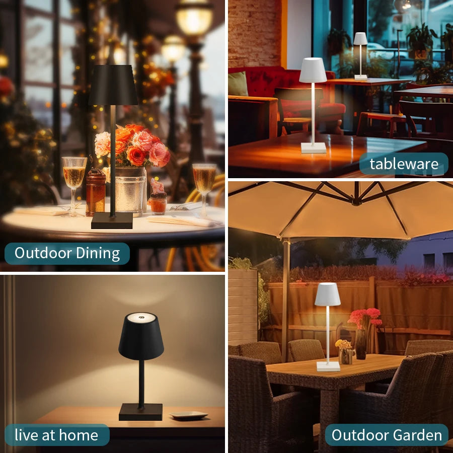 Rechargeable LED Table Lamp Touch Switch 3 Levels Dimmable Desk Lights Bar Club Dinner Creative Decorative Ambient Lighting Oasis Select