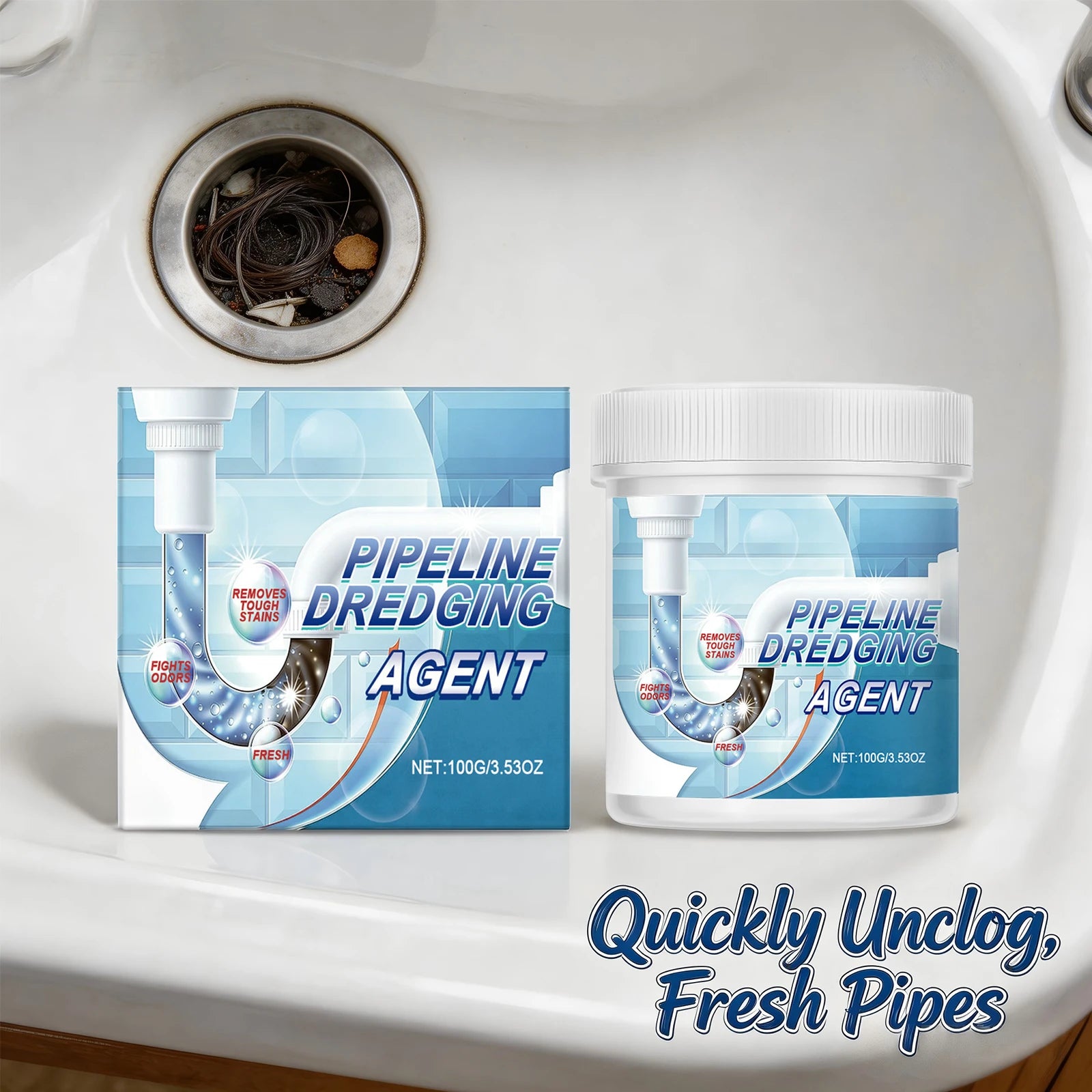 Pipeline Dredging Agent for Household Kitchen Bathroom Drainage Pipe Descaling Eliminate Odors Hair Blockage Unblocking Powder Oasis Select