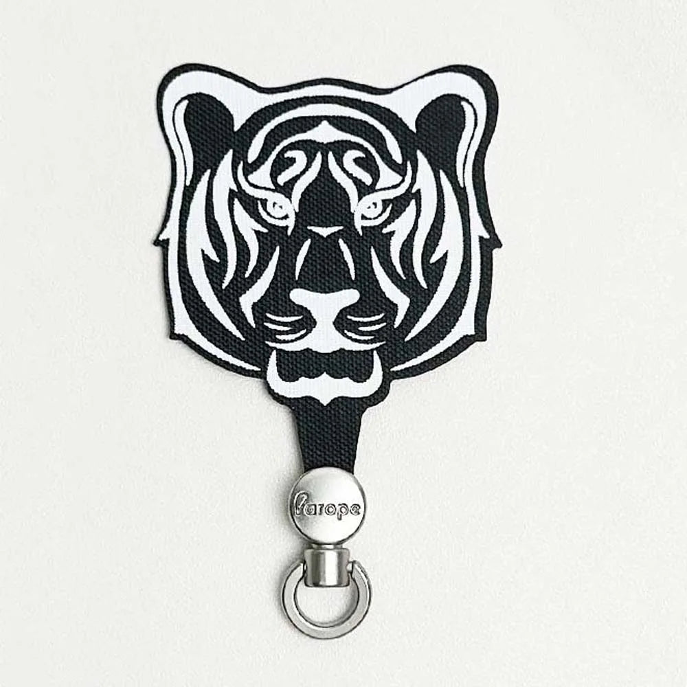 Cartoon Panda Phone Tether Tab Safety Connecter 360 Rotatable Mobile Phone Gasket Detachable Metal Ring Cellphone Lanyard Patch Oasis Select Black tiger