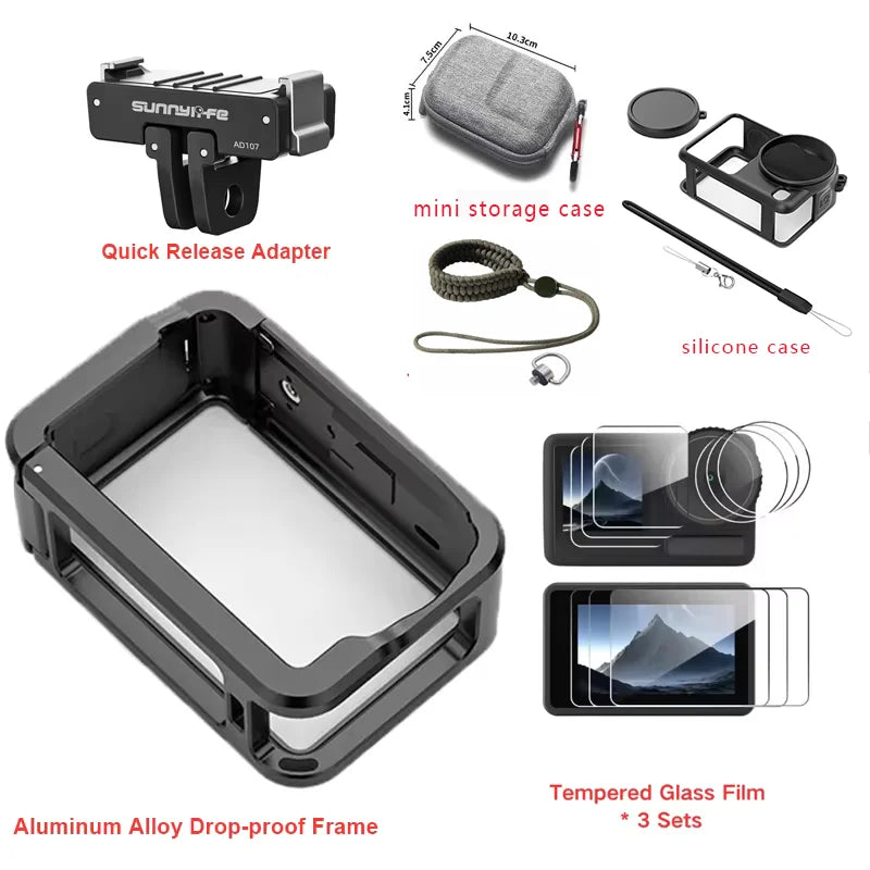 DJI Action 6 Aluminum Metal Cage | Cold Shoe Quick-Release