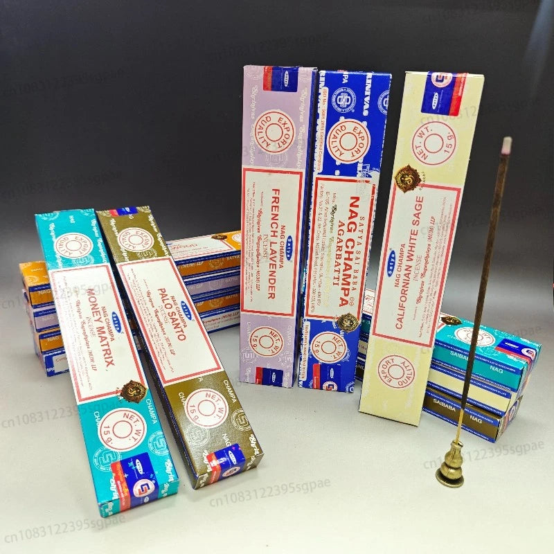 Original Satya Incense Stick Pack of 6 or 12 Boxes，natural Incense Sticks with Sandalwood，White Sage,PALO SANTO，NAGCHAMPA Scents Oasis Select