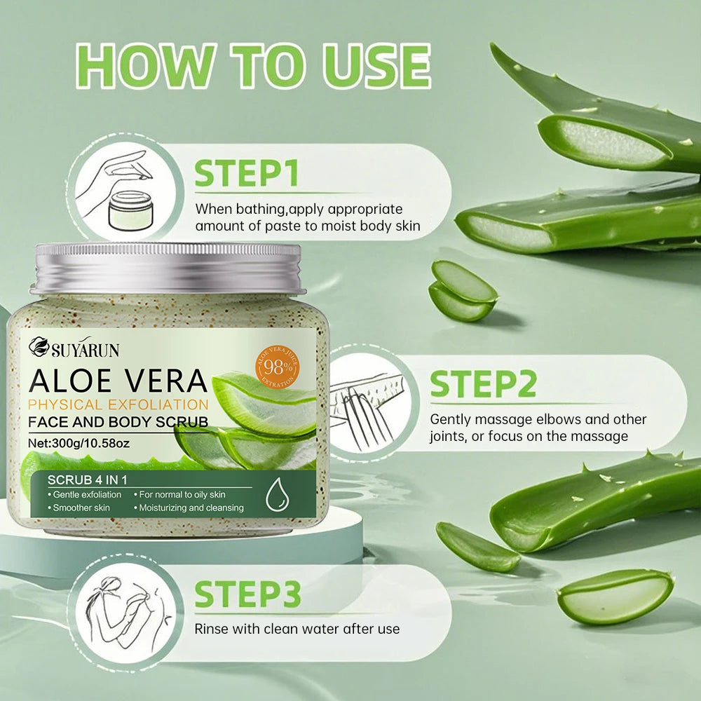 SUYARUN Aloe Vera Exfoliating Scrub – Face & Body 300g Exfoliating Scrub Oasis Select