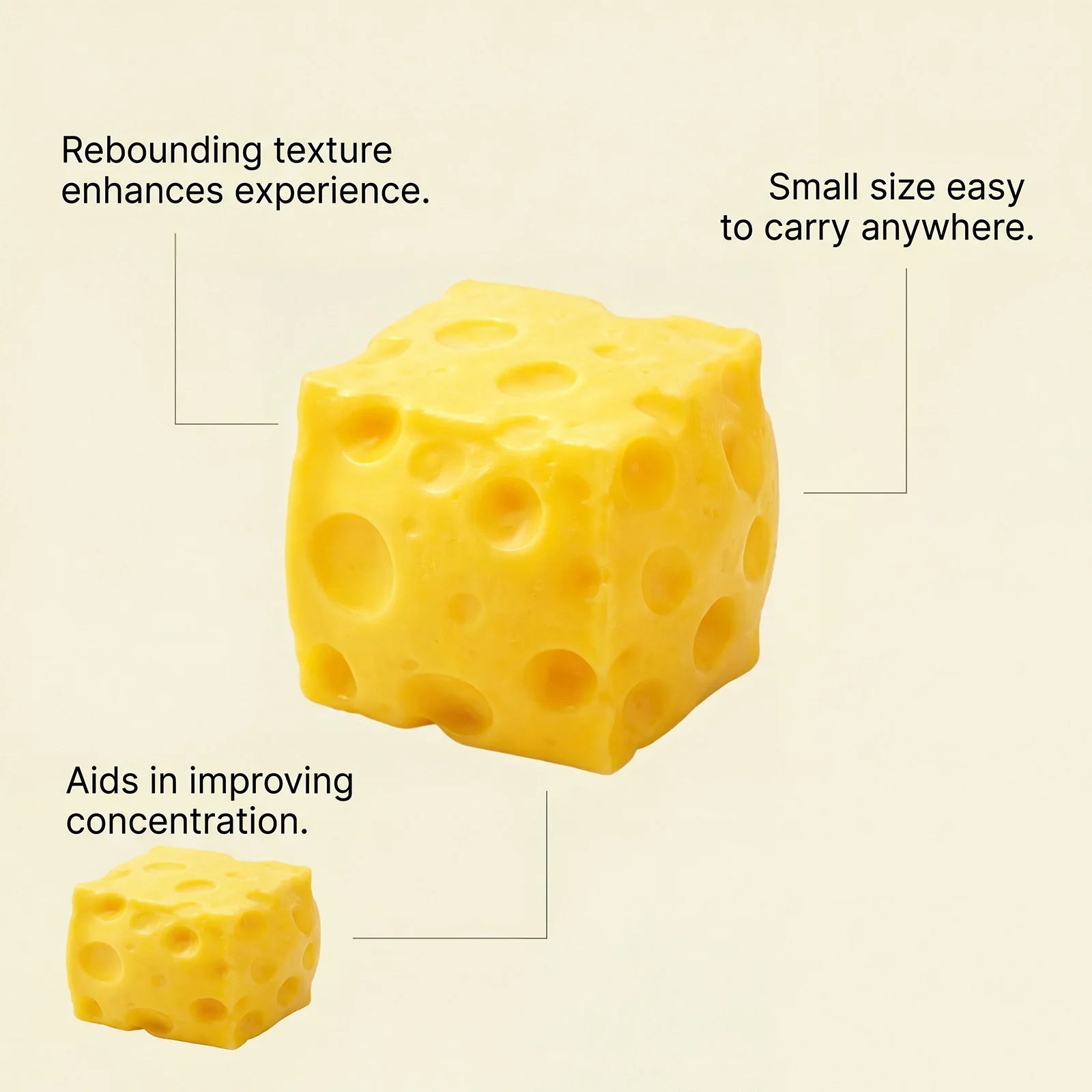 Squishy Cheese Squeeze Toy Relieve Anxiety Stress Ball Simulated Food Adult Kid Friendly Soften Shapeable Fingertip Sensory Toys Oasis Select