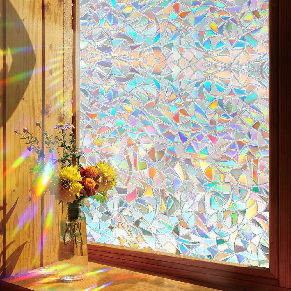 Sun Catcher Crescent Glass Sticker Electrostatic Decorative Painting Rainbow Removable Sunscreen Window Sticker Painting Oasis Select