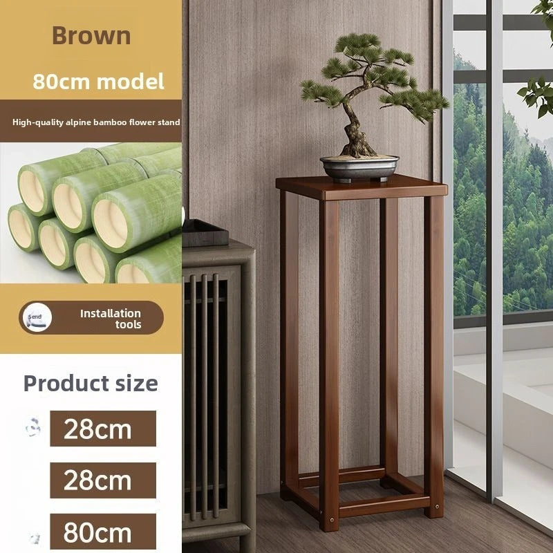 Flower stand Shelf Living room decorative ornament Flower table Solid wood multi-layer flower pot shelf Oasis Select Brown-80cm