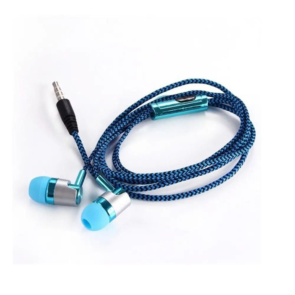 Universal In-ear Headset Braided Cord With Microphone 3.5mm Jack Bass Stereo Wired Control Sports Earphone For Smart Phone Oasis Select Blue