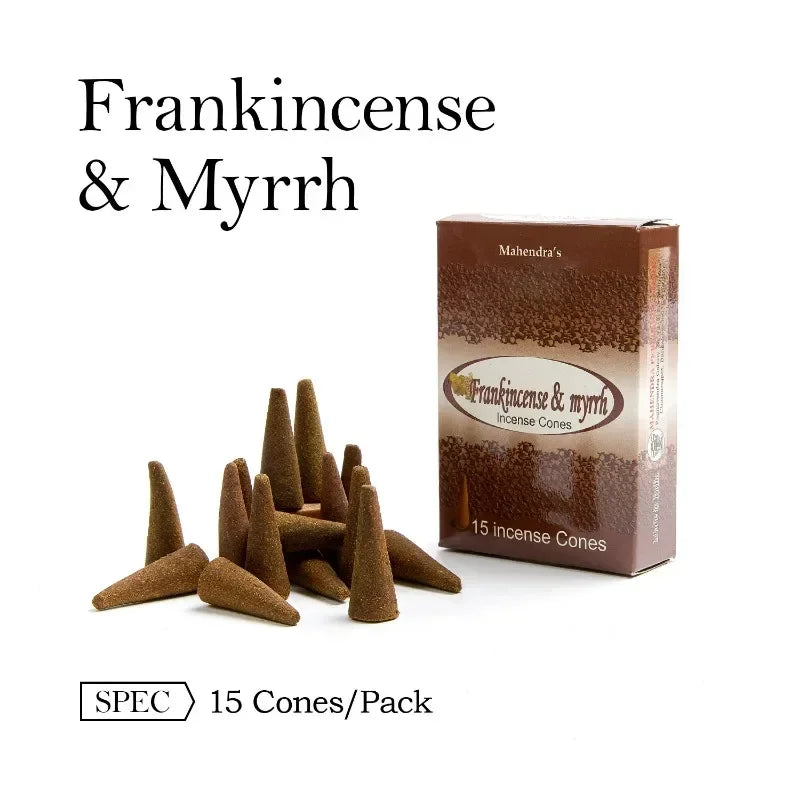 Mahendra 12Boxes Incense Cones，Frankness Patchouli Various Fragrances for Home Meditation and Mood Relief, Convenient To Carry. Oasis Select frankness myrrh 12boxes