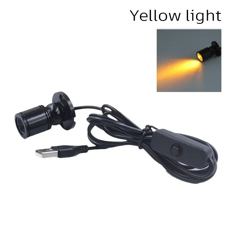 USB 5V Led Spot Light 1W 3W Surface Mounted Cabinet Showcase Counter Jewelry Lamp Rotatable Angle Ceiling Mini Spotlight Downlig Oasis Select X123-Yellow
