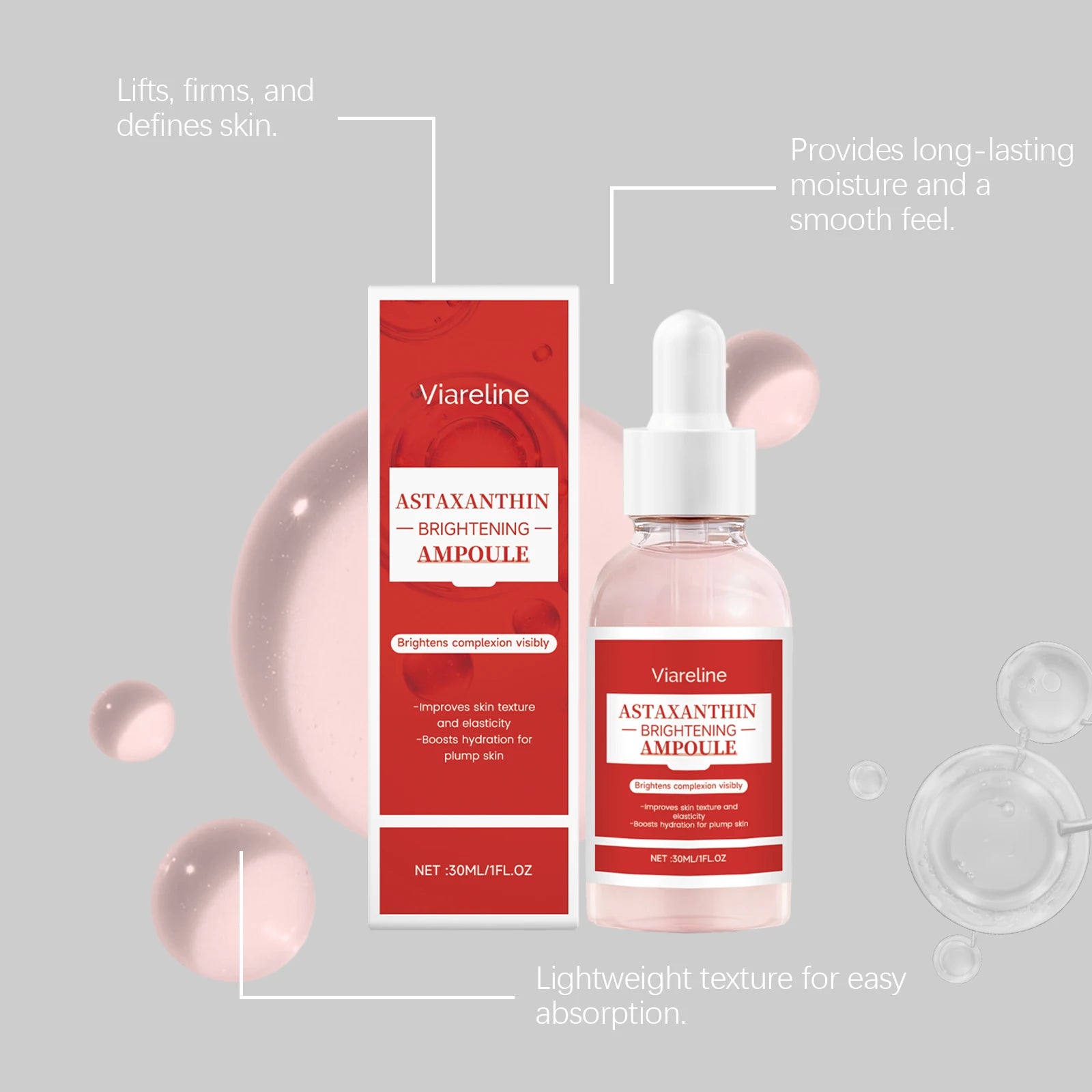 Astaxanthin Serum Hydrating Facial Moisturizing Essence Firming Brightening Lightweight Fast Absorbing All Skin Types Oasis Select