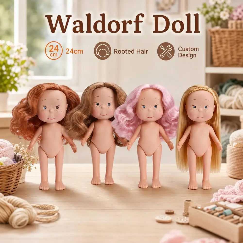 Realistic Vinyl Doll with Long Hair Unclothed Art Toy Collection Figurine Cute Face Freckles Play Doll Gift Toy Oasis Select