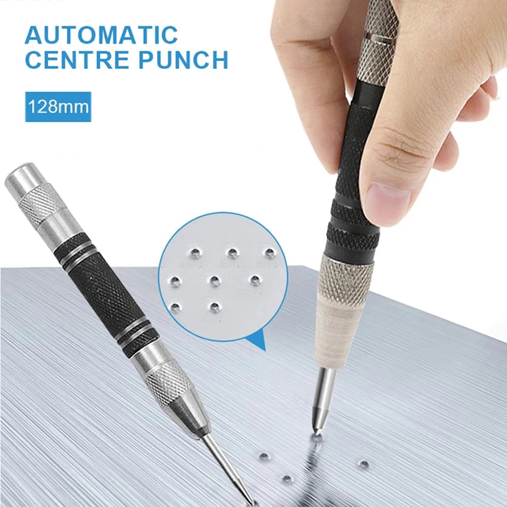 5inch Automatic Center Punch Spring Loaded Marker Wood Metal Glass Steel Press Dent Drill Location Hand Tool ﻿ Oasis Select