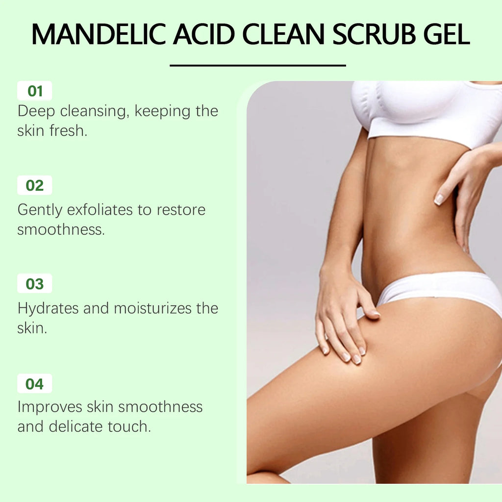 Mandelic Acid Body Clean Scrub Gel Exfoliating Gentle Dead Skin Remover Smoothing Skin Care Hydrating Deep Cleansing Scrub Oasis Select