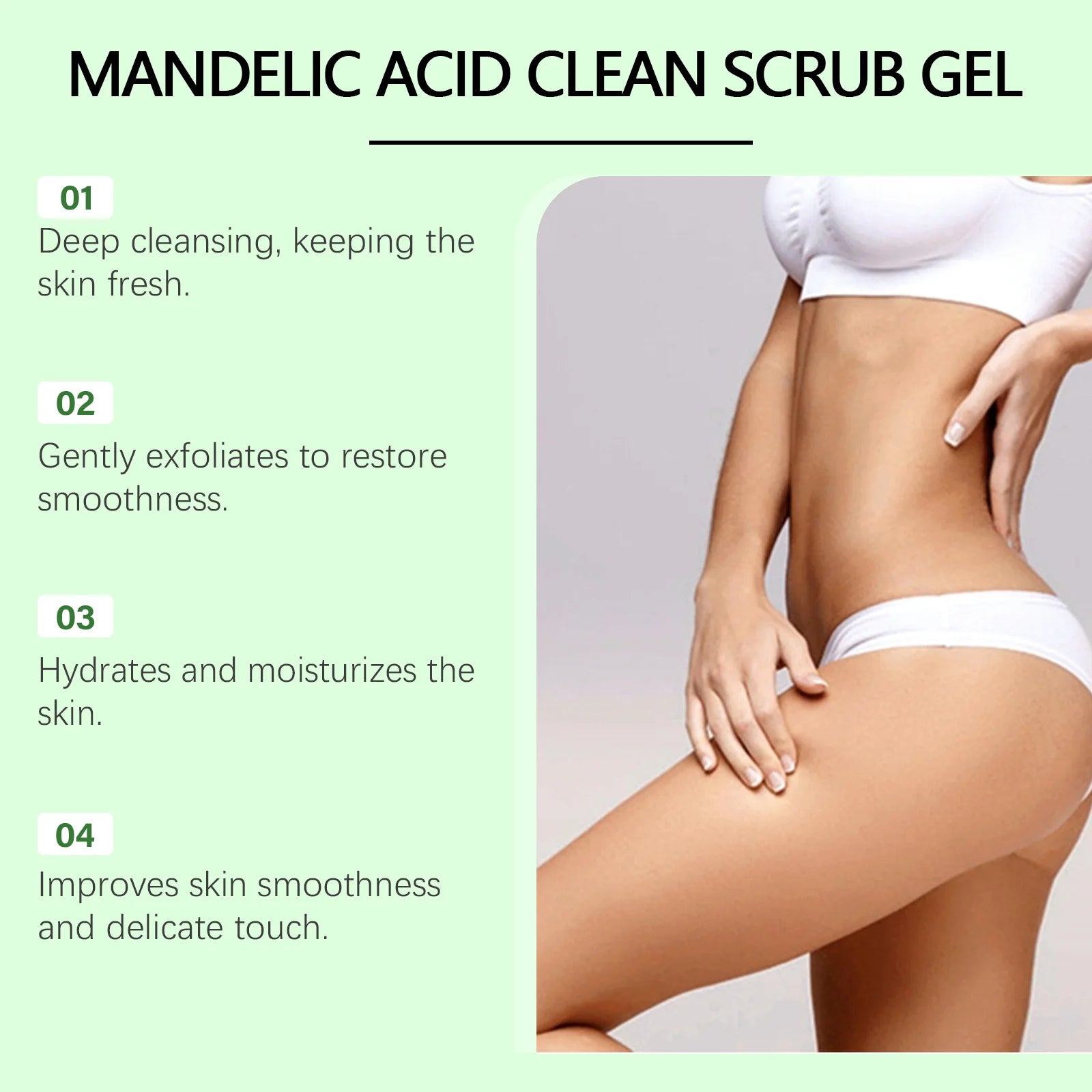 Mandelic Acid Body Clean Scrub Gel Exfoliating Gentle Dead Skin Remover Smoothing Skin Care Hydrating Deep Cleansing Scrub Oasis Select