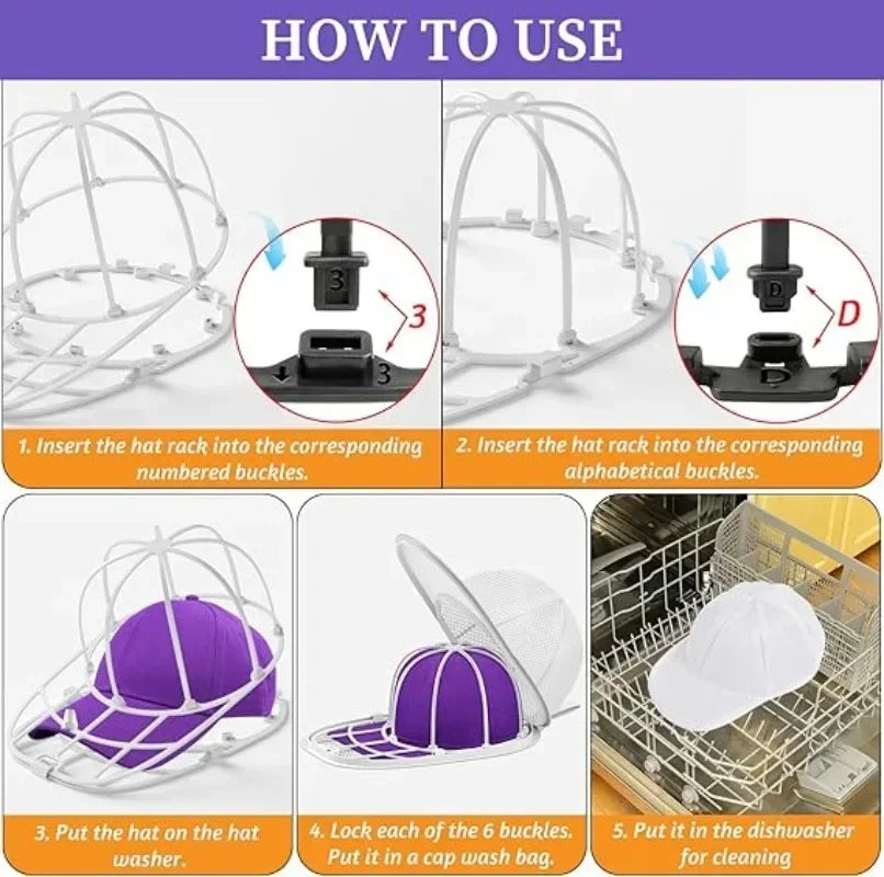 2pcs/set Anti-Deformation Hat Cleaning Cage for Washing Machine, Mesh Laundry Bag for Baseball Cap, Hat Washer Protector Shaper Oasis Select