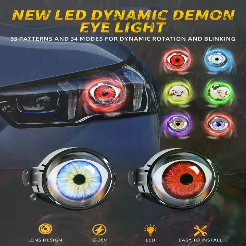 Car Devil Eye LED Headlight 6 Low Light Modes Control The Atmosphere In The Car Universal Motorcycle Lens Headlight Oasis Select