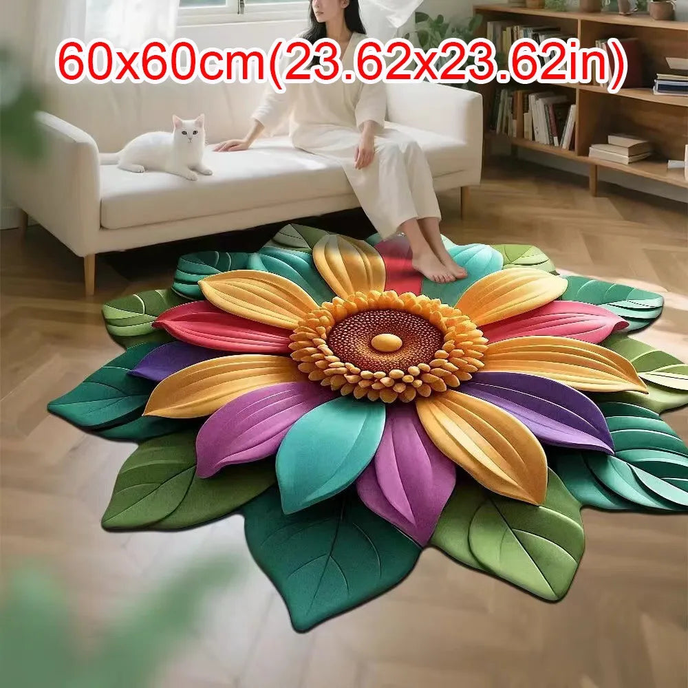 Sunflower Shaped Non-Slip Soft Carpet Mat 60x60cm | Home Décor