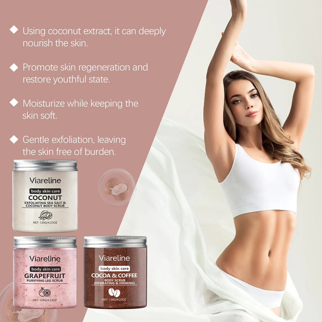 Sea Salt Body Scrub Exfoliating Deep Cleansing Remove Melanin Whiten Skin Shrink Pore Smooth Soft Nourish Coconut Coffee Scrub Oasis Select