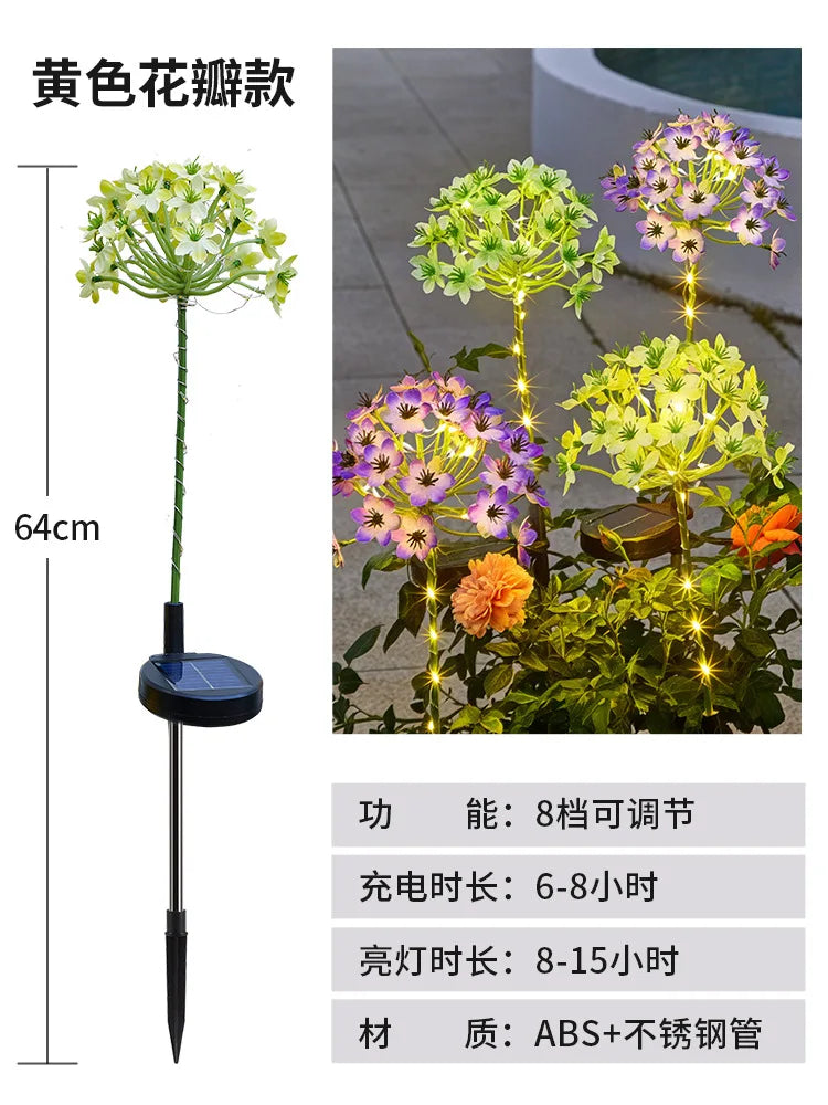LED Solar Waterproof Lotus Lamp, Ground Insert Lamp, Outdoor Garden Lawn Lamp Solar Garden Light Oasis Select Yellow 5W