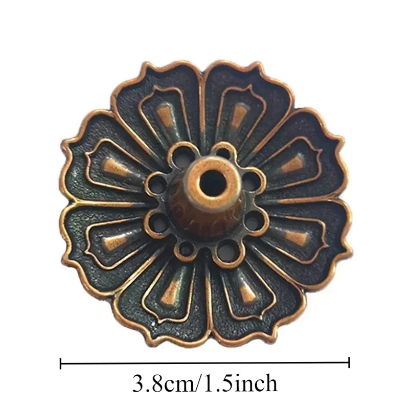 1PCS Lotus Alloy Incense Burner Stick Holder Home Buddhism Line Incense Plate Sandalwood Coil Base Temples Delicate Home Decor Oasis Select hts