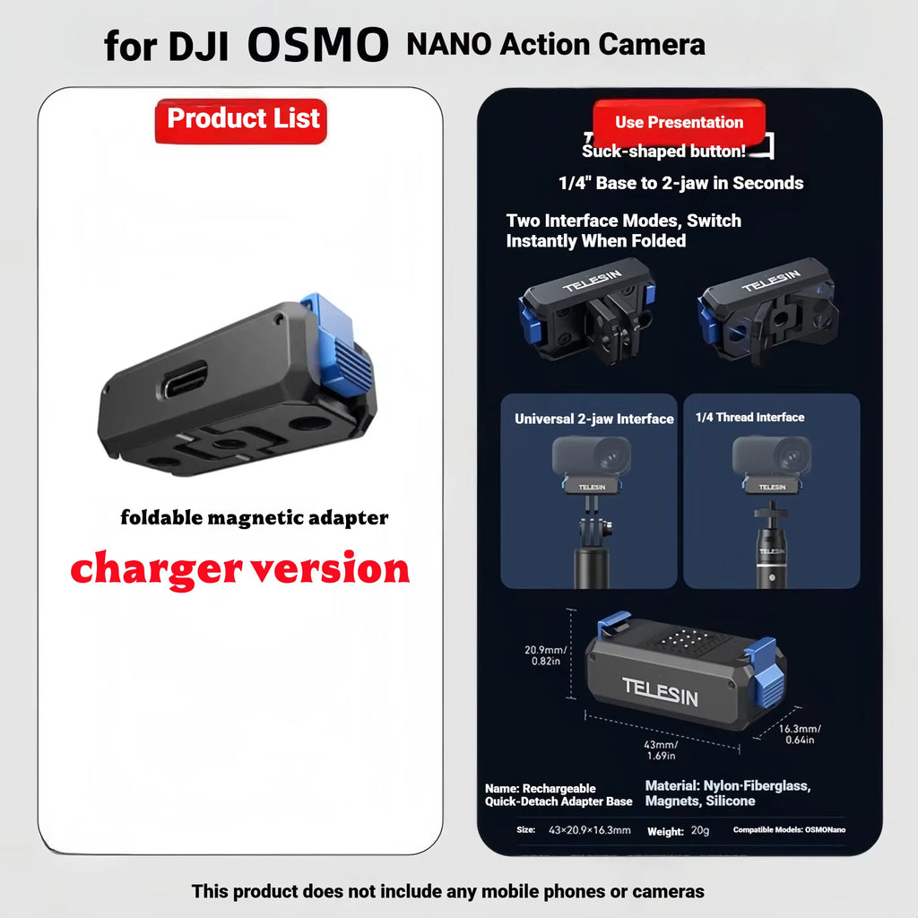 TELESIN Magnetic Quick-Release Adapter Mount for DJI Osmo Nano
