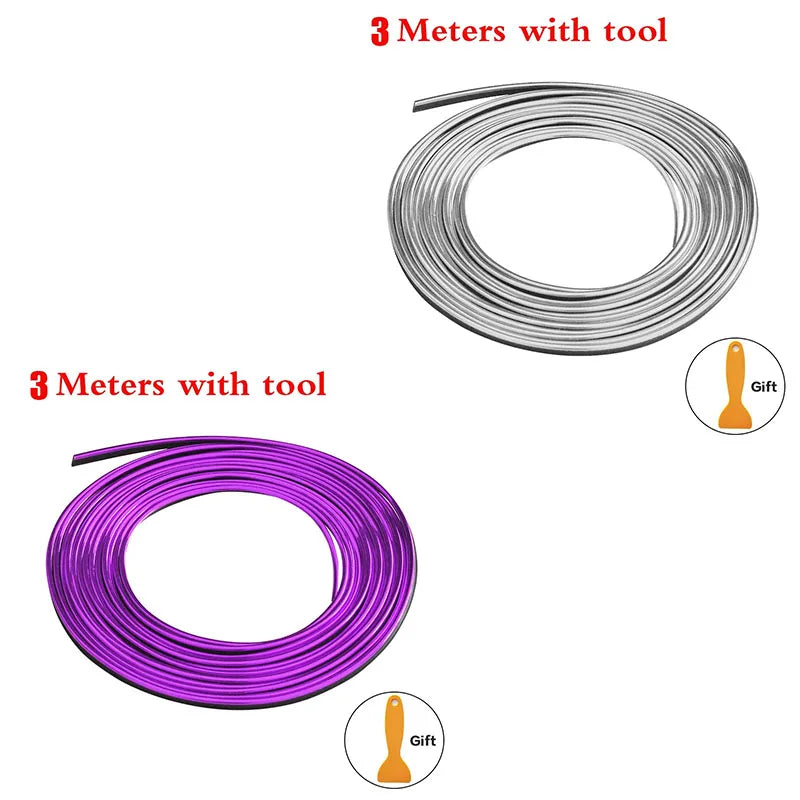 1/2pc Universal Car Moulding Decoration Flexible Strips Interior Auto Mouldings Car Cover Trim Dashboard Door Edgein Car-styling Oasis Select 3M Mix-2pcs 8
