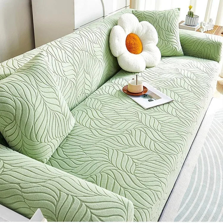 New One-piece Jacquard Velvet Fully Covered Sofa Cover All-season Cat Scratch-resistant Sofa Cover Oasis Select 2 people 145-185cm Light green